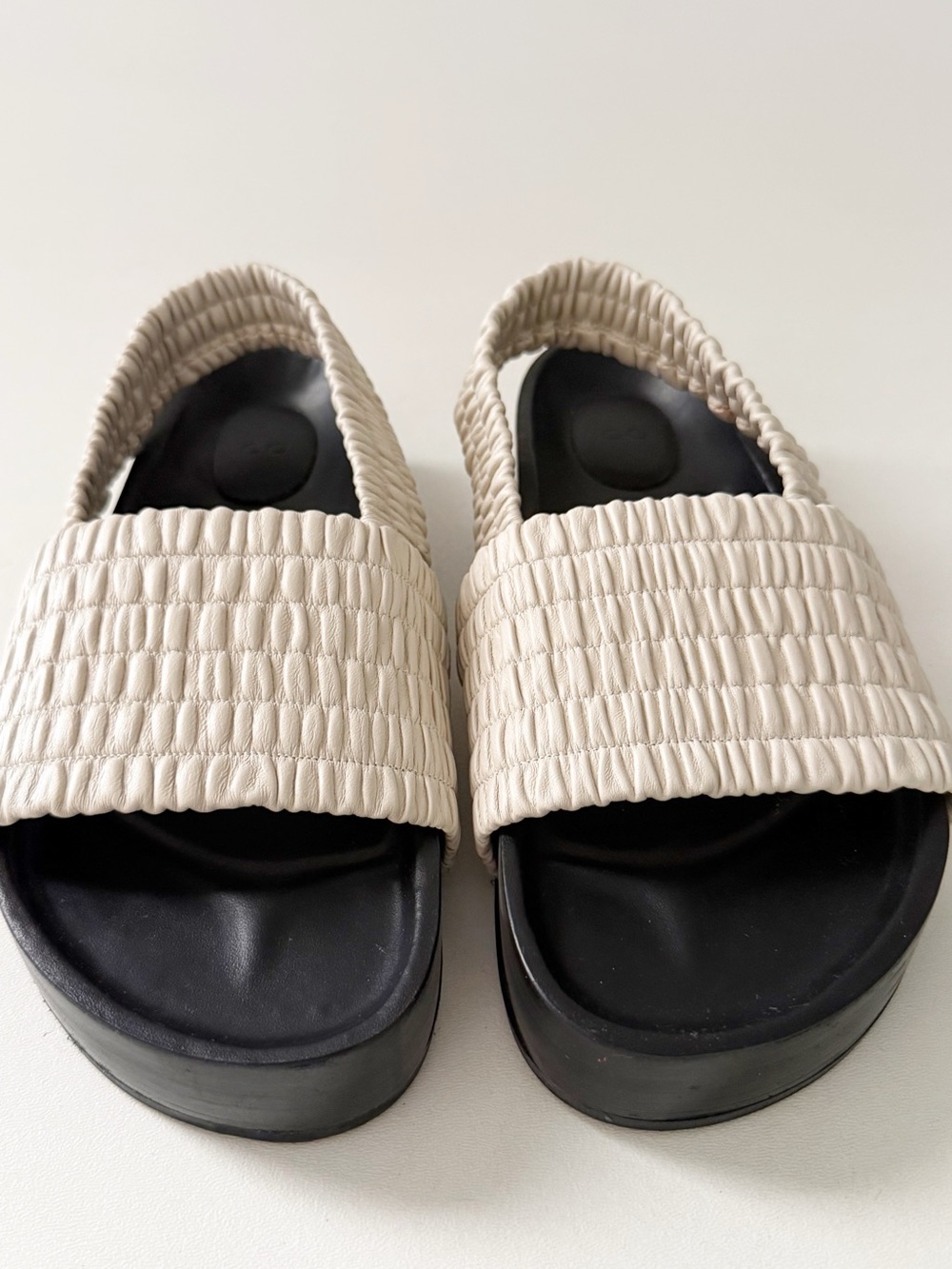 CO Leather Slingback Slide Sandal 9 Chunky Platform Casual Vacation Resort Chic - Picture 4 of 8